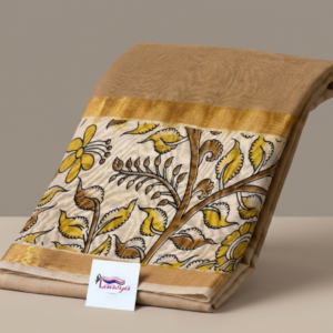 Mangalagiri Silk Saree With Kalamkari Border