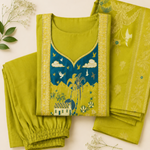 Designer Pashmina Work Three Piece Dress