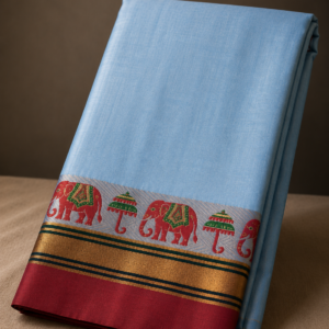 Premium Ilkal Saree with Intricate Elephant Border