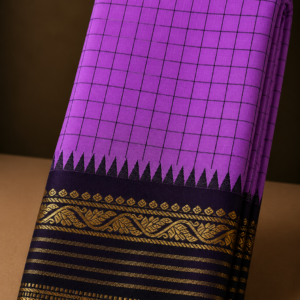 Semi Gadwal Pattu Saree with Golden Zari Gap Border
