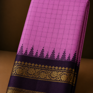 Semi Gadwal Pattu Saree with Gap Border