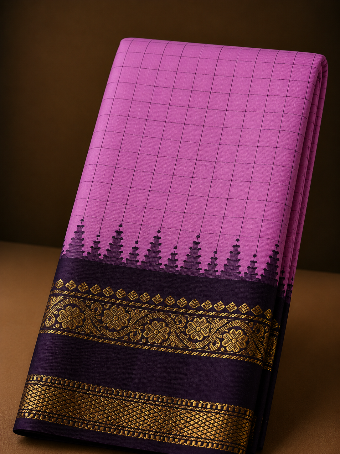 Semi Gadwal Pattu Saree with Gap Border