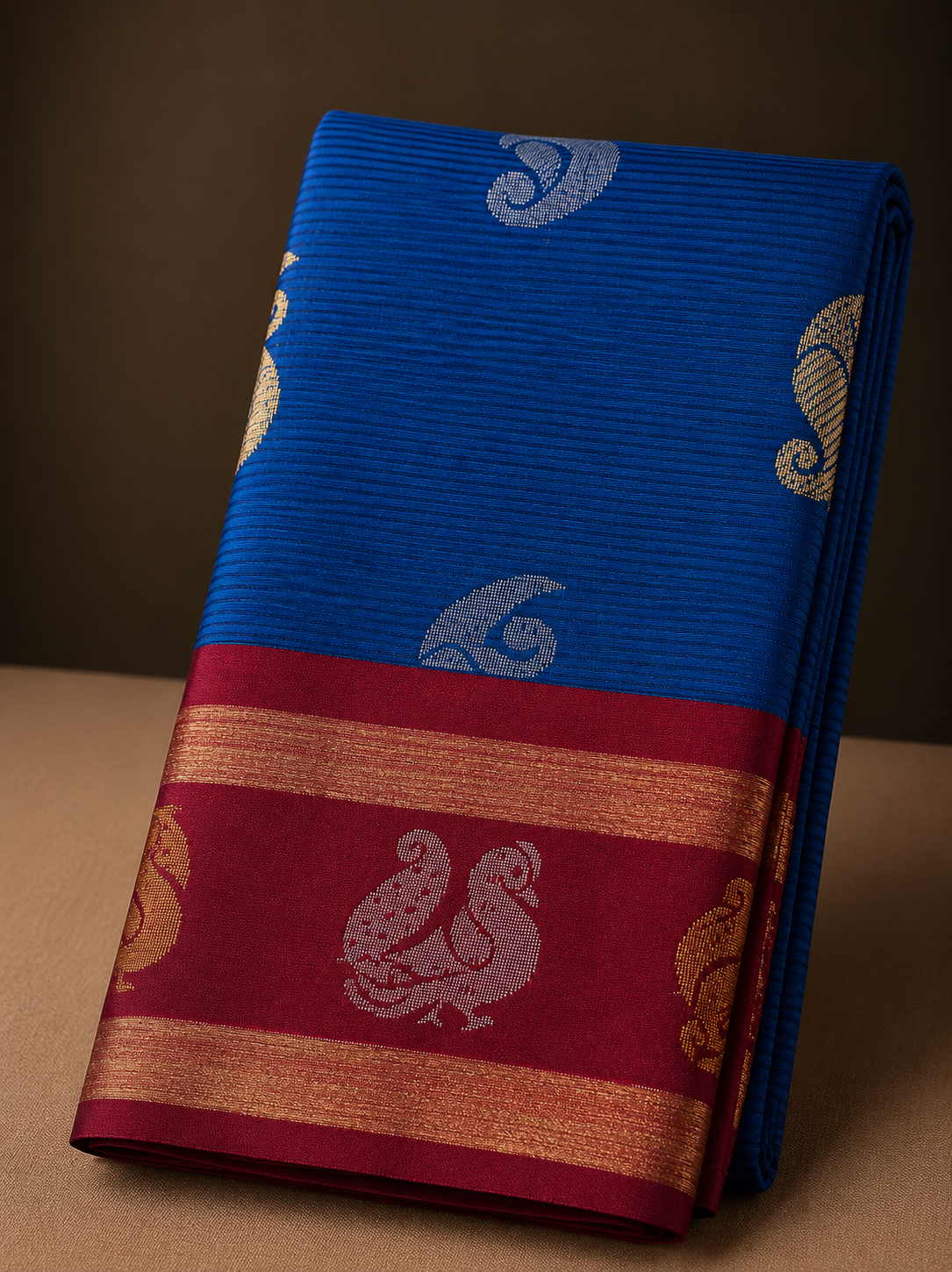 Semi Gadwal pattu Saree with Gap Border