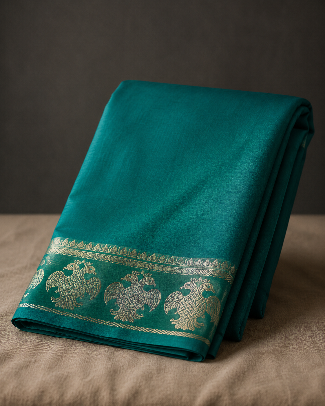 Premium Semi Mysore Silk Saree with Gandaberunda Border